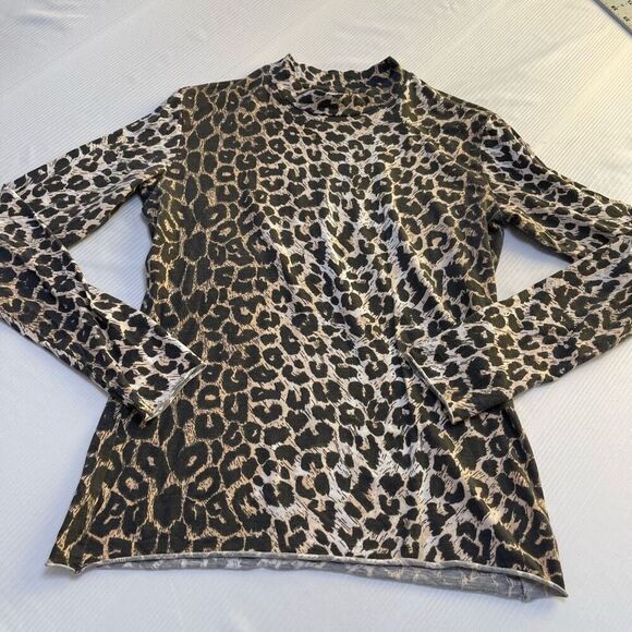 ALLSAINTS Leopard Long Sleeve Shirt Size Medium - Picture 1 of 6
